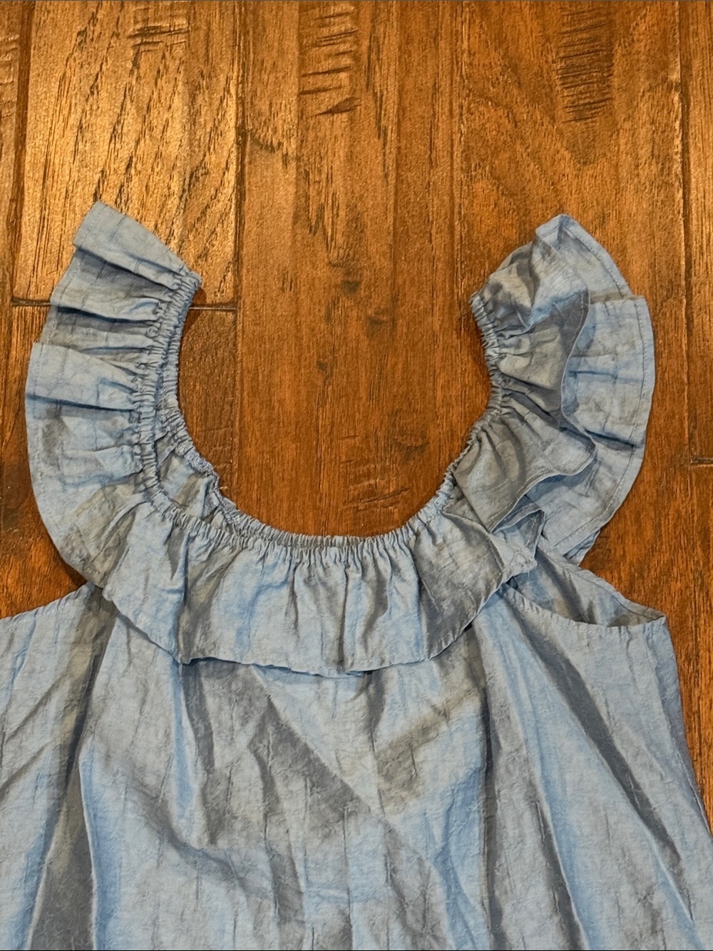 Size Small Flag & Anthem Light Blue Ruffled Shoulder Tank Top - Picture 8 of 8